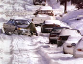 Traffic stuck in snow