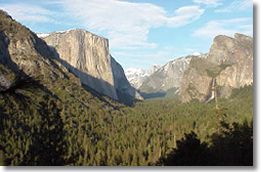 Yosemite Valley on a clear day with Half Dome in the distance